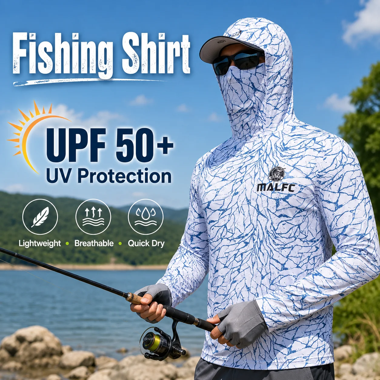 Fishing Shirt Uv Protection - Kemeja Pancing Lengan Panjang dengan Motif