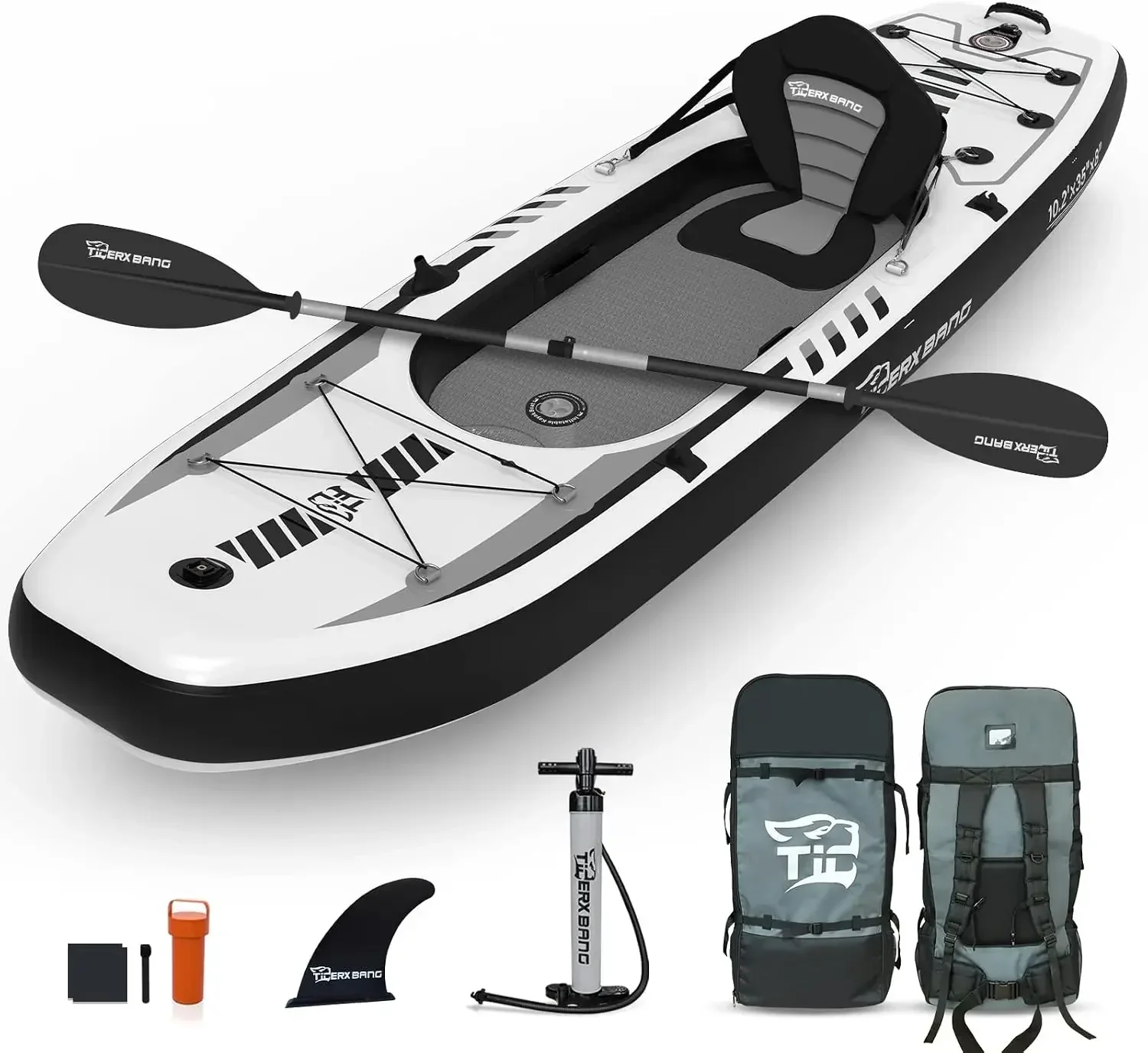 Fishing Backpack - TIGERXBANG Kayak Tiup 10,2'x35''x8'' dengan Kursi