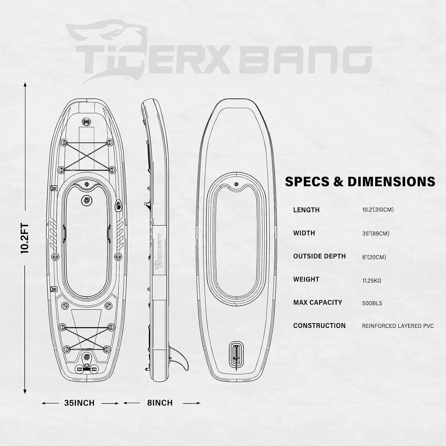 TIGERXBANG Kayak Tiup 10,2'x35 - Fishing Backpack ulasan dan harga